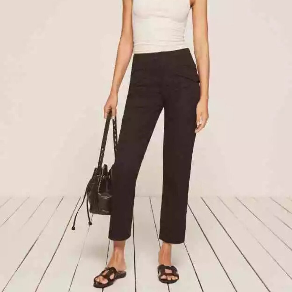 Reformation Women's Cargo Ankle Pants in Black